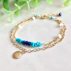 K14GF Summer-like color shade two consecutive bracelet 第6張的照片