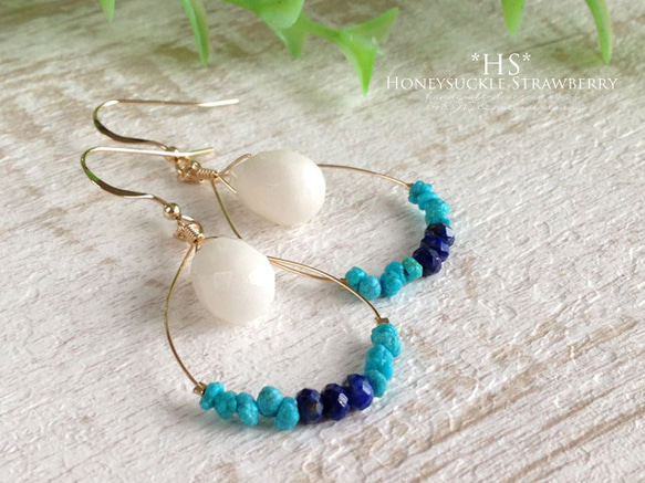 K14GF Summer-like shade hoop earrings 第7張的照片