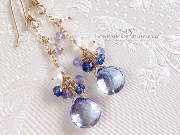 K14GF Coated Crystal Earrings 第1張的照片