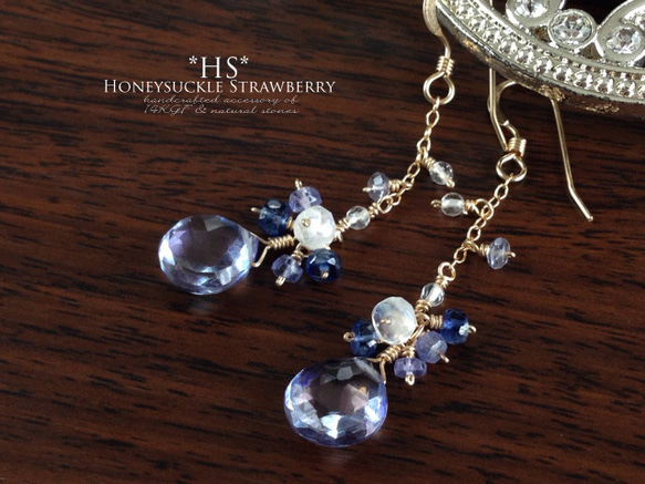 K14GF Coated Crystal Earrings 第2張的照片