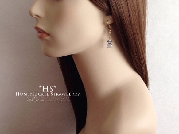 K14GF Coated Crystal Earrings 第5張的照片