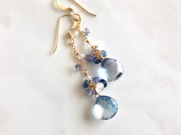 K14GF Coated Crystal Earrings 第7張的照片