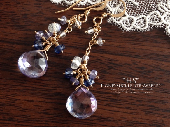 K14GF Coated Crystal Earrings 第10張的照片