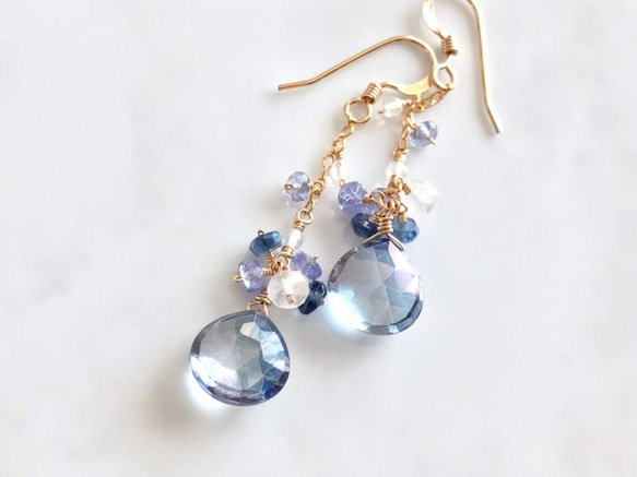 K14GF Coated Crystal Earrings 第8張的照片