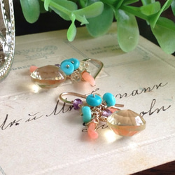 K14GF Champagne Quartz Summer Earrings 第3張的照片