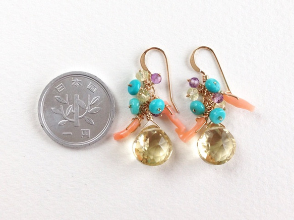 K14GF Champagne Quartz Summer Earrings 第4張的照片