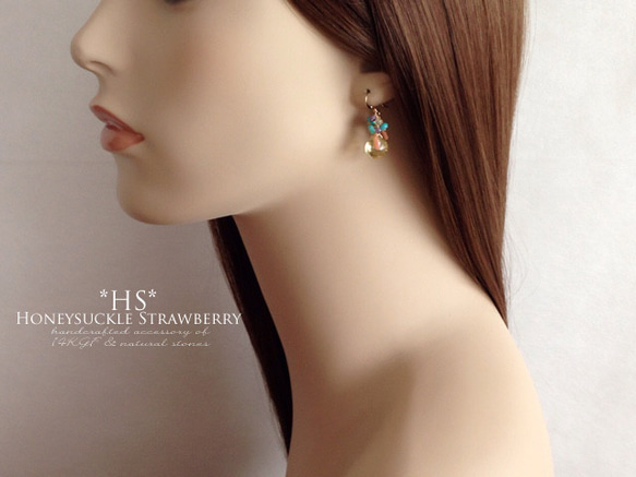 K14GF Champagne Quartz Summer Earrings 第5張的照片