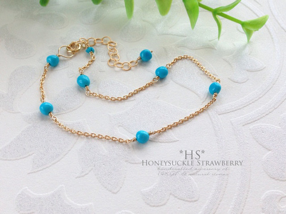 K14GF Sleeping Beauty Turquoise Anklet 第1張的照片