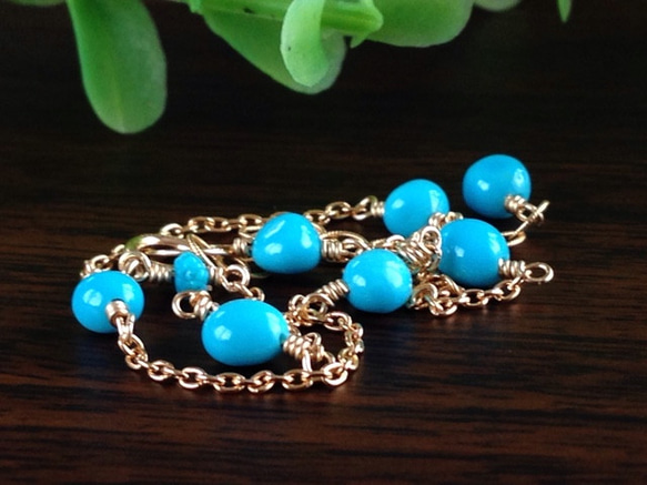 K14GF Sleeping Beauty Turquoise Anklet 第8張的照片