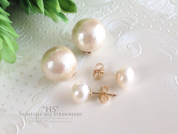 K14GF Stud Earrings of freshwater/cotton pearl Earring Back 第1張的照片