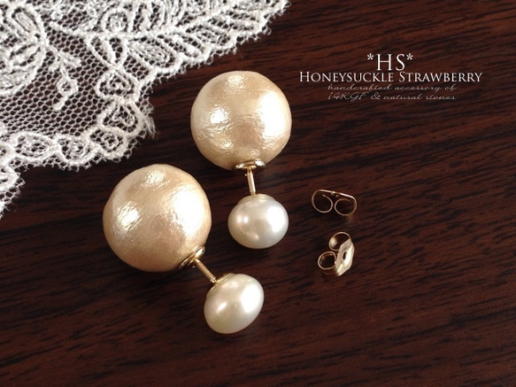 K14GF Stud Earrings of freshwater/cotton pearl Earring Back 第2張的照片