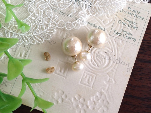 K14GF Stud Earrings of freshwater/cotton pearl Earring Back 第7張的照片