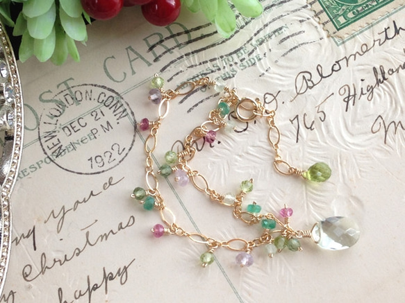 K14GF Green amethyst feminine Bracelet 第8張的照片