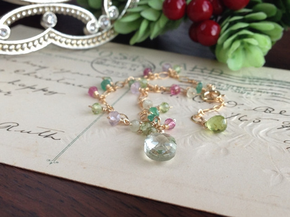 K14GF Green amethyst feminine Bracelet 第9張的照片