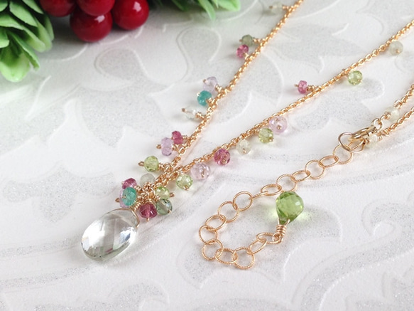 K14GF Green amethyst feminine necklace 第6張的照片