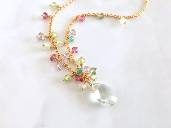 K14GF Green amethyst feminine necklace 第1張的照片