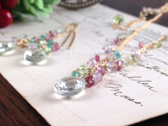 K14GF Green amethyst feminine necklace 第3張的照片