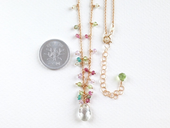 K14GF Green amethyst feminine necklace 第4張的照片