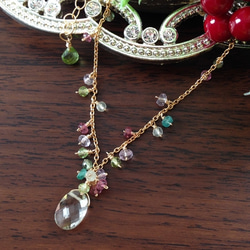 K14GF Green amethyst feminine necklace 第7張的照片