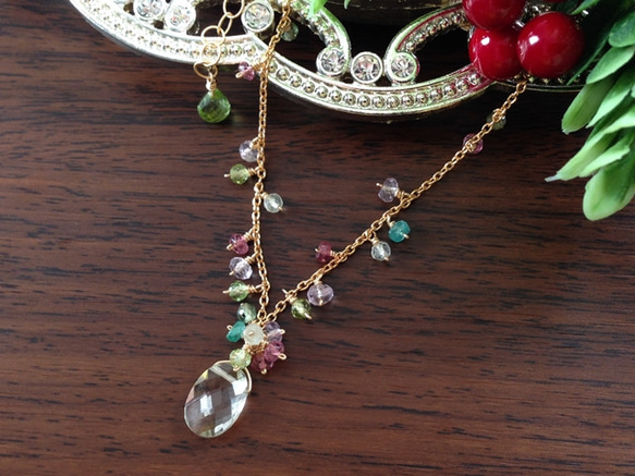 K14GF Green amethyst feminine necklace 第7張的照片