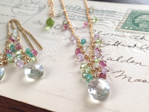 K14GF Green amethyst feminine necklace 第8張的照片