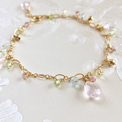 K14GF Spring-like bracelet of rose quartz 第10張的照片