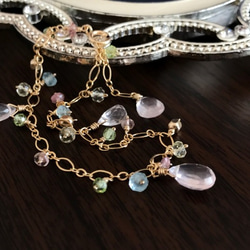 K14GF Spring-like bracelet of rose quartz 第2張的照片