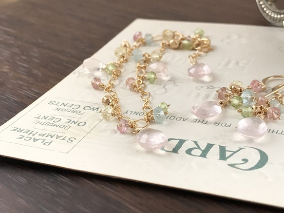 K14GF Spring-like bracelet of rose quartz 第3張的照片