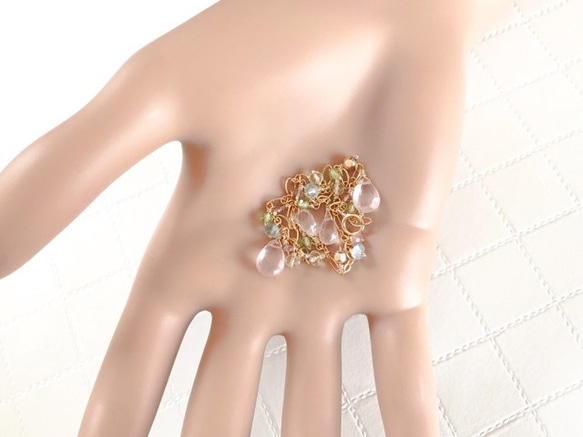 K14GF Spring-like bracelet of rose quartz 第6張的照片