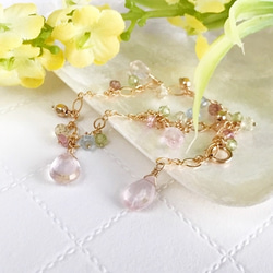 K14GF Spring-like bracelet of rose quartz 第7張的照片