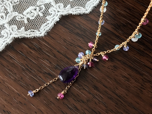 K14GF Amethyst Moroccan color Necklace 第2張的照片