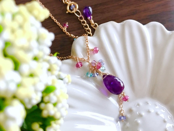 K14GF Amethyst Moroccan color Necklace 第7張的照片