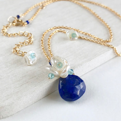 K14GF Lapis lazuli and Kesipearl Necklace 第1張的照片