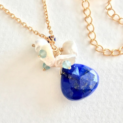 K14GF Lapis lazuli and Kesipearl Necklace 第7張的照片