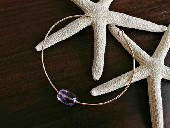 K14GF Amethyst wire bangle 第2張的照片