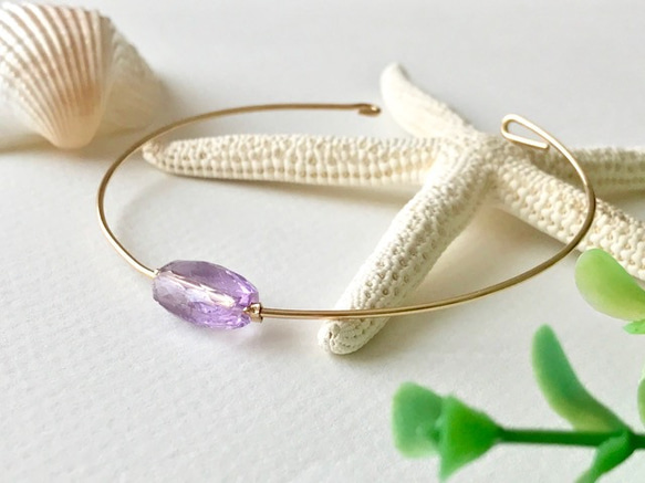 K14GF Amethyst wire bangle 第7張的照片