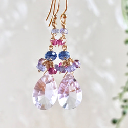 K14GF Pink Amethyst Earrings 第1張的照片