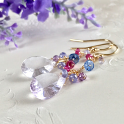 K14GF Pink Amethyst Earrings 第7張的照片