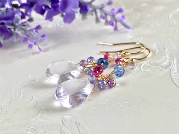 K14GF Pink Amethyst Earrings 第7張的照片