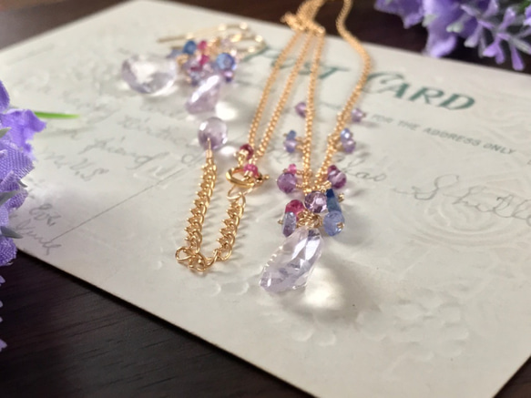 K14GF Pink Amethyst Necklace 第3張的照片