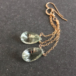 K14GF Green Amethyst Earrings 第2張的照片