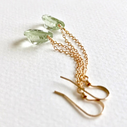 K14GF Green Amethyst Earrings 第3張的照片