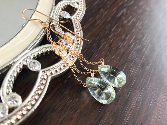 K14GF Green Amethyst Earrings 第8張的照片