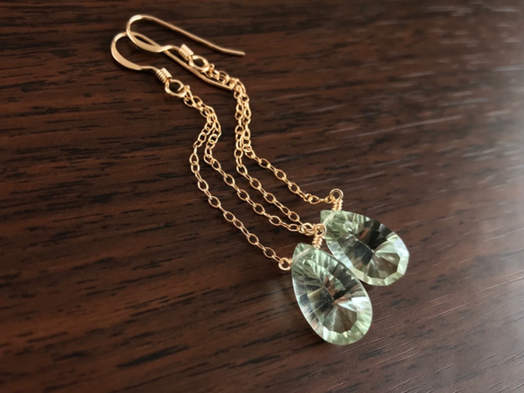 K14GF Green Amethyst Earrings 第10張的照片