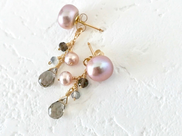 K14GF Freshwater pearl earrings 第1張的照片