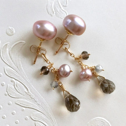 K14GF Freshwater pearl earrings 第10張的照片