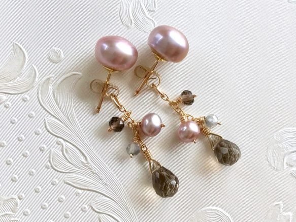 K14GF Freshwater pearl earrings 第10張的照片