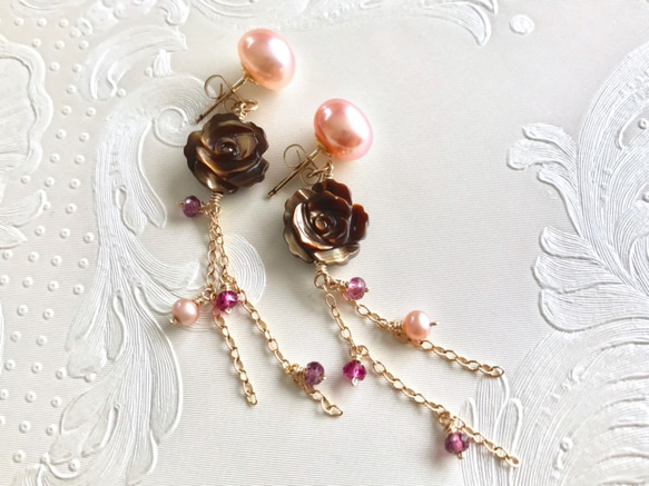 K14GF freshwater pearl earrings 第7張的照片