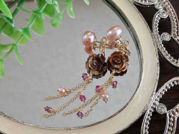 K14GF freshwater pearl earrings 第6張的照片