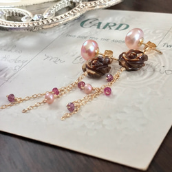 K14GF freshwater pearl earrings 第9張的照片